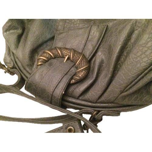 Rivage Vintage Handbag Gray Faux Leather Satchel Bag Shoulder Strap Crossbody