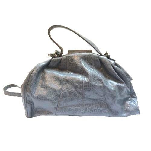 Rivage Vintage Handbag Gray Faux Leather Satchel Bag Shoulder Strap Crossbody