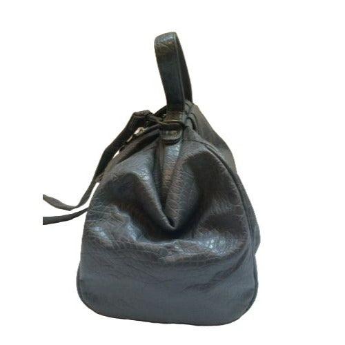 Rivage Vintage Handbag Gray Faux Leather Satchel Bag Shoulder Strap Crossbody