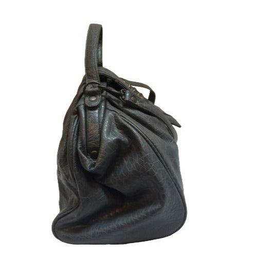 Rivage Vintage Handbag Gray Faux Leather Satchel Bag Shoulder Strap Crossbody