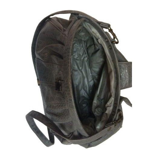 Rivage Vintage Handbag Gray Faux Leather Satchel Bag Shoulder Strap Crossbody