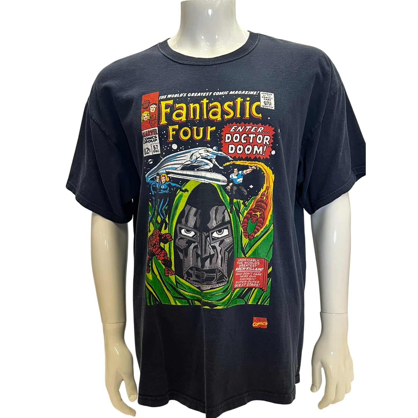 Marvel Comics Fantastic Four Graphic Tee Featuring Doctor Doom  Size XL  Black Cotton