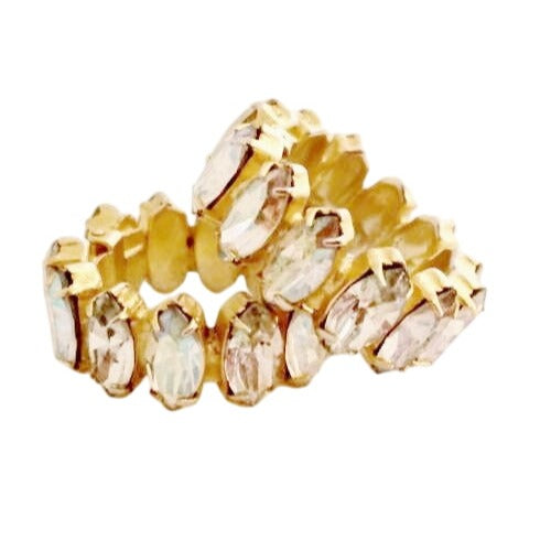 Vintage Swarovski Crystals Gold-Plated Rhinestone Clip on Hoop Earrings