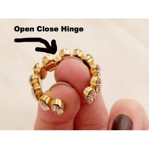 Vintage Swarovski Crystals Gold-Plated Rhinestone Clip on Hoop Earrings