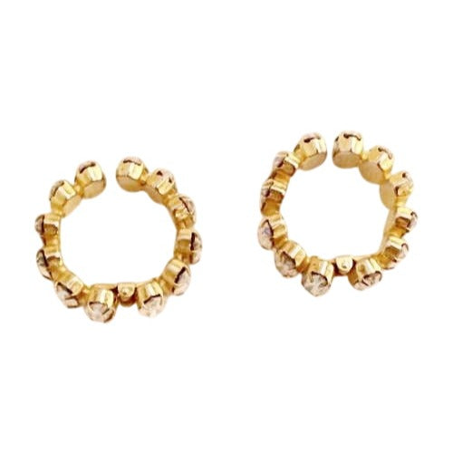 Vintage Swarovski Crystals Gold-Plated Rhinestone Clip on Hoop Earrings