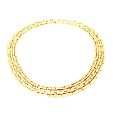 Vintage '80s High-Polish Gold-Tone "Panther Link" Statement Necklace Triple-Row Articulated Collar Fundraiser Supports Sustainable Fashion