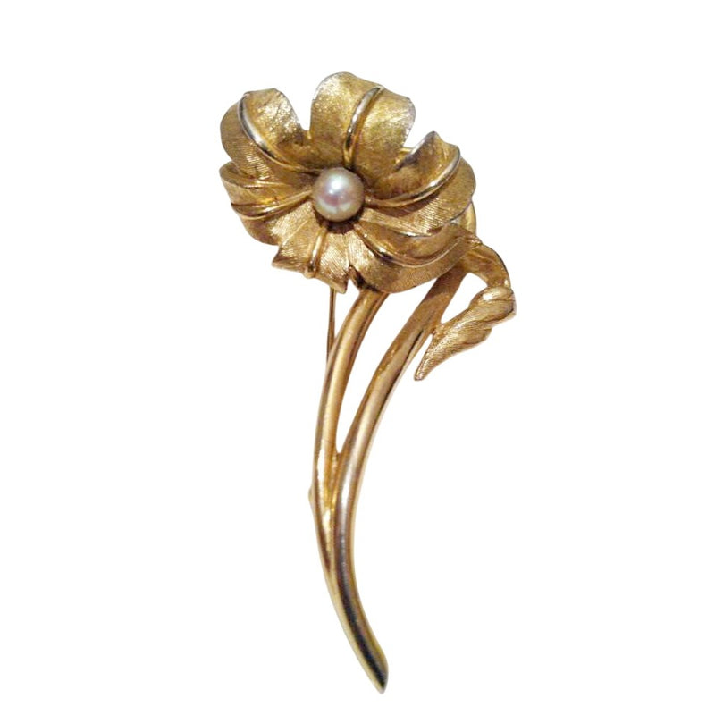 Vintage Boucher Lilum Flower Brooch | Signed Designer | 1950s-60s | Pearl Accent | Fundraiser for Sustainable Fashion Education Programs