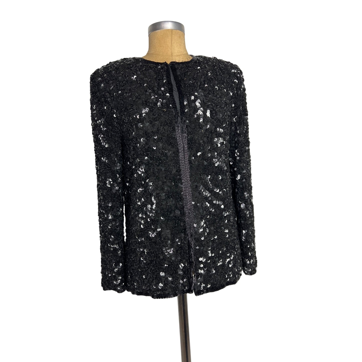 Laurence Kazar New York Vintage Top Heavily Beaded Black Silk Jacket S