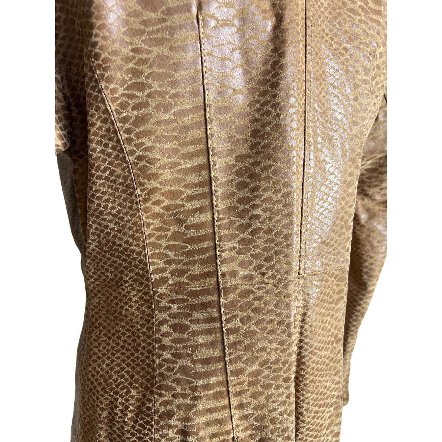Pamela McCoy Authentic Vintage Camel Brown Genuine Leather Blazer Jacket