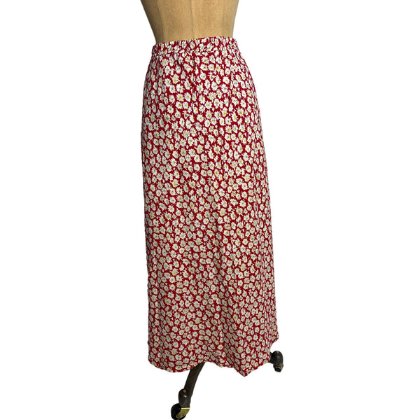 Coldwater Creek Authentic Vintage Scarlet Floral Full-Length Skirt