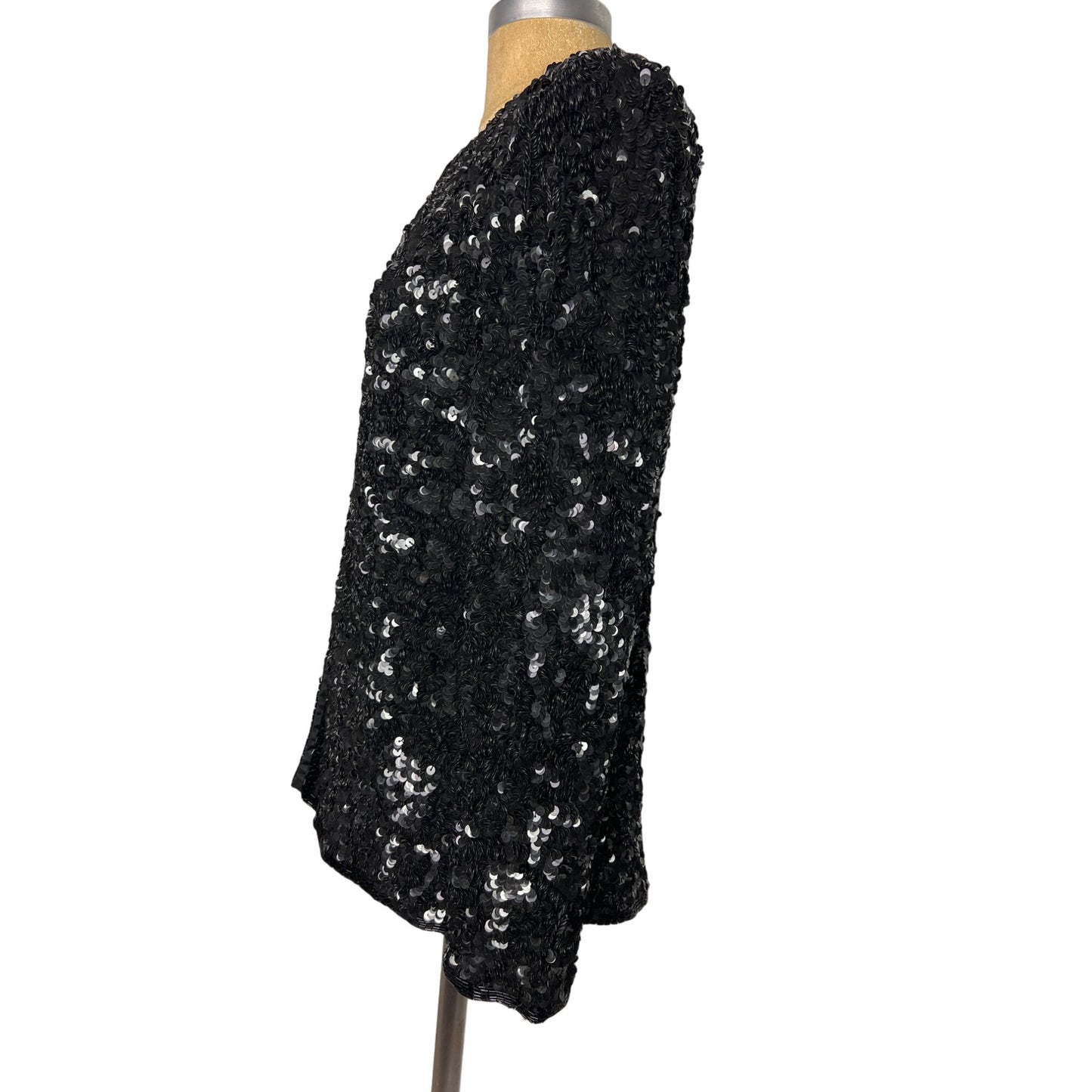 Laurence Kazar New York Vintage Top Heavily Beaded Black Silk Jacket S