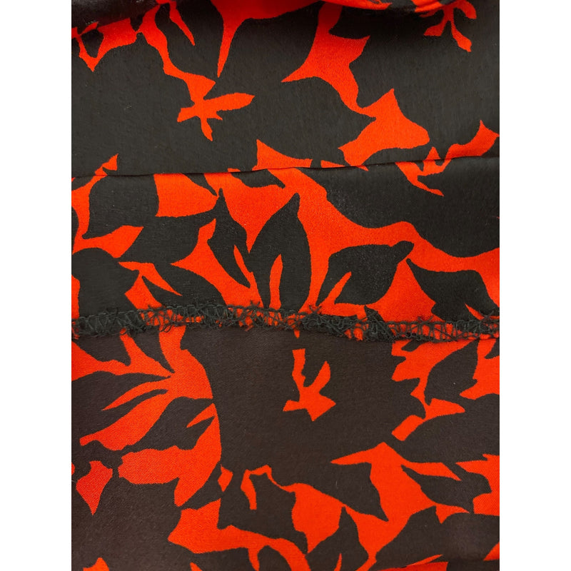 Vintage Red Black Floral Printed Womens Two-Piece Dress Short Sleeve Top Elastic Waist Maxi Skirt, Fundraiser Sustainable Fashion Education