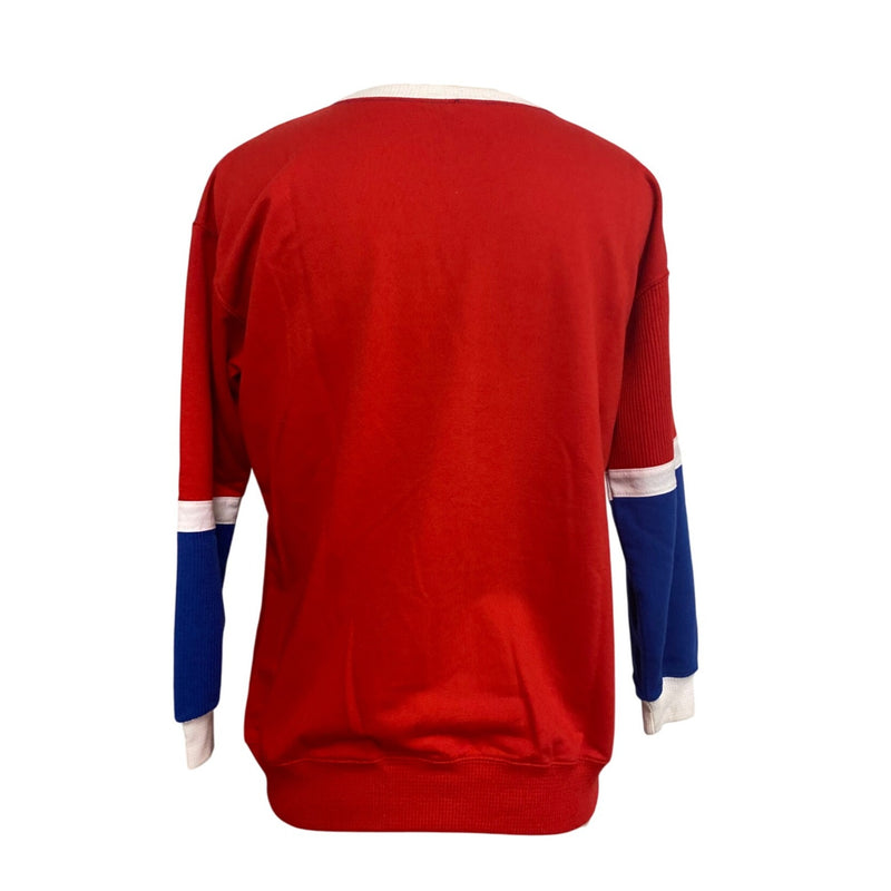 Vintage Color-Block Pullover Sweatshirt Crew Neck Long Sleeve Casual