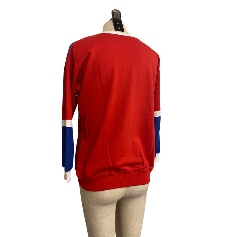 Vintage Color-Block Pullover Sweatshirt Crew Neck Long Sleeve Casual