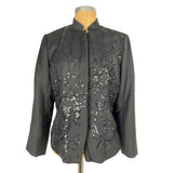 Bloomingdale’s Evening Black Beaded Wool Jacket Vintage Blazer