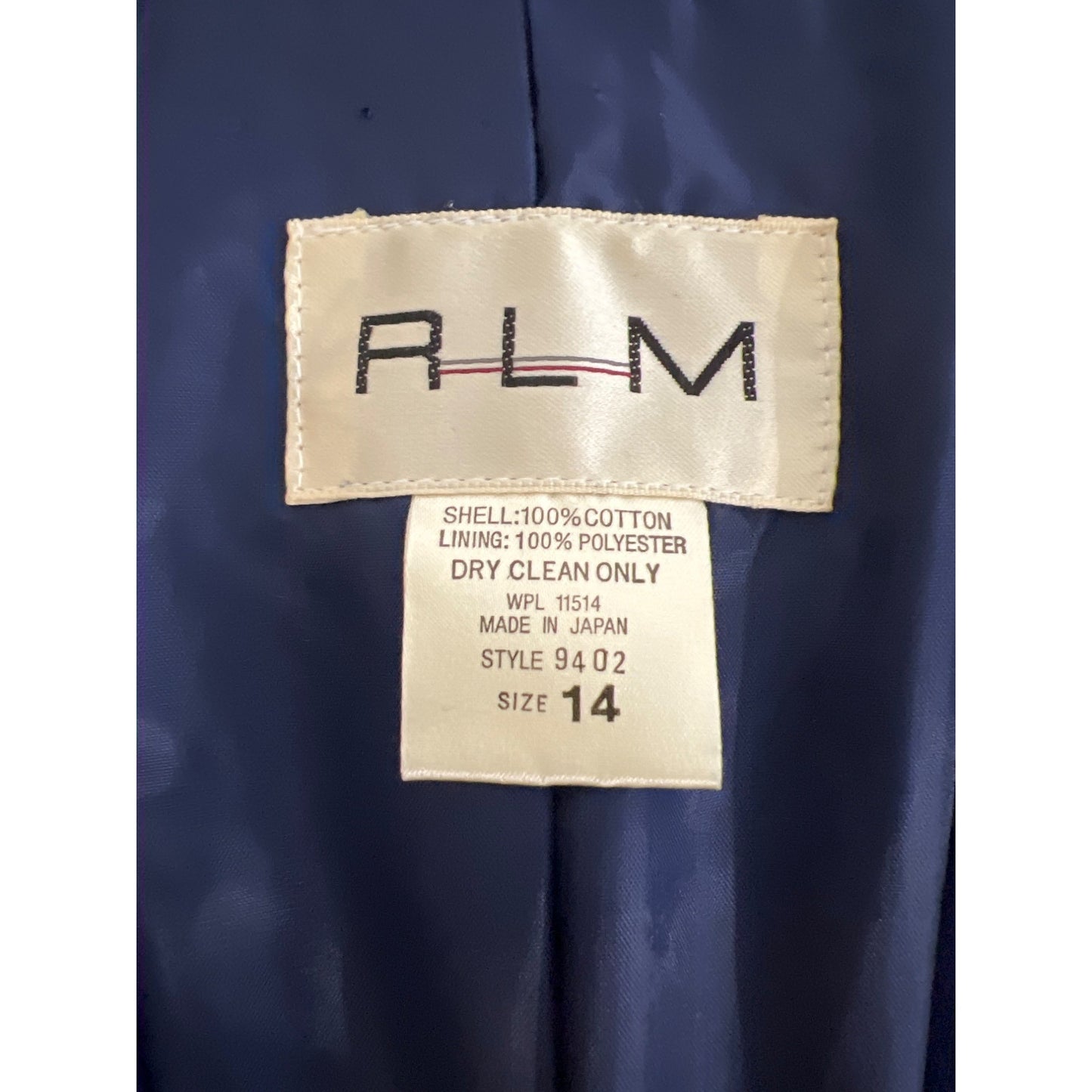 RLM Authentic Vintage Electric Indigo Blue Women Velvet Jacket  14 Made in Japan