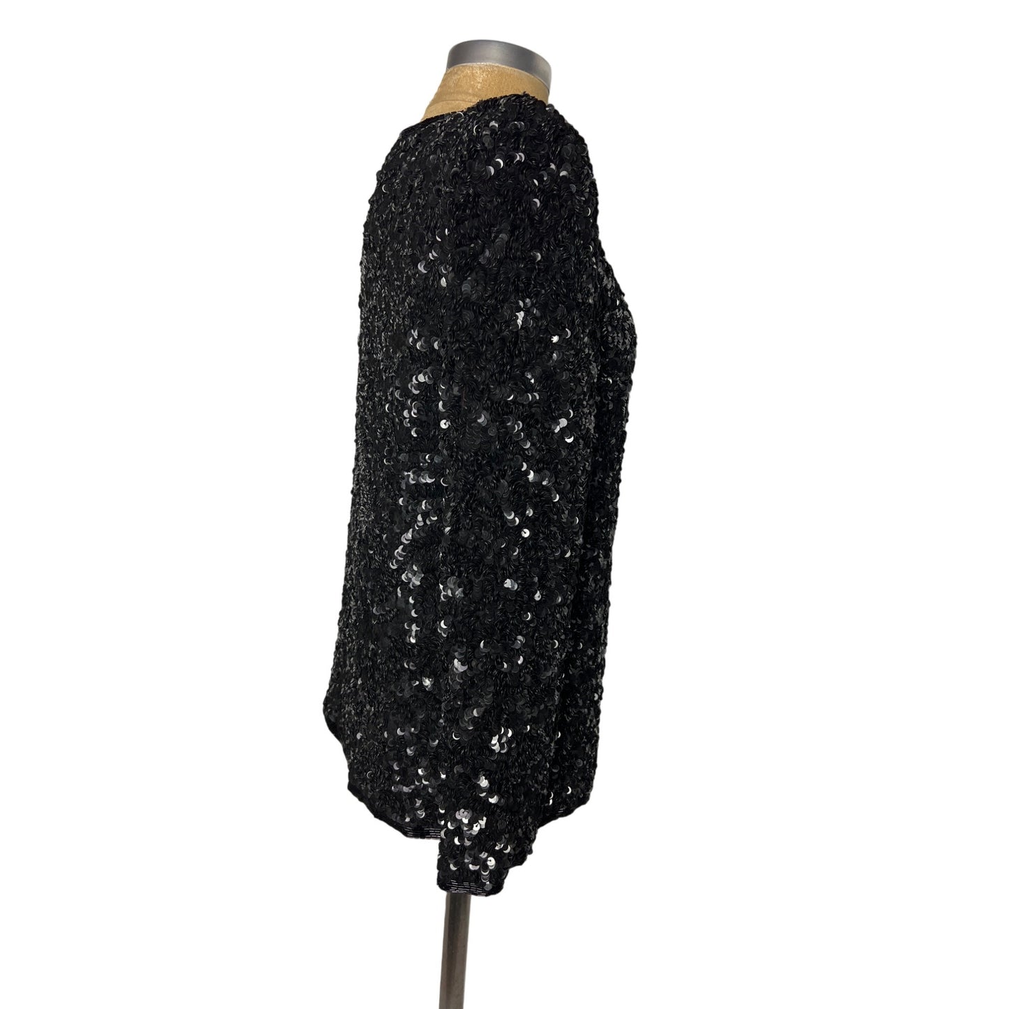 Laurence Kazar New York Vintage Top Heavily Beaded Black Silk Jacket S