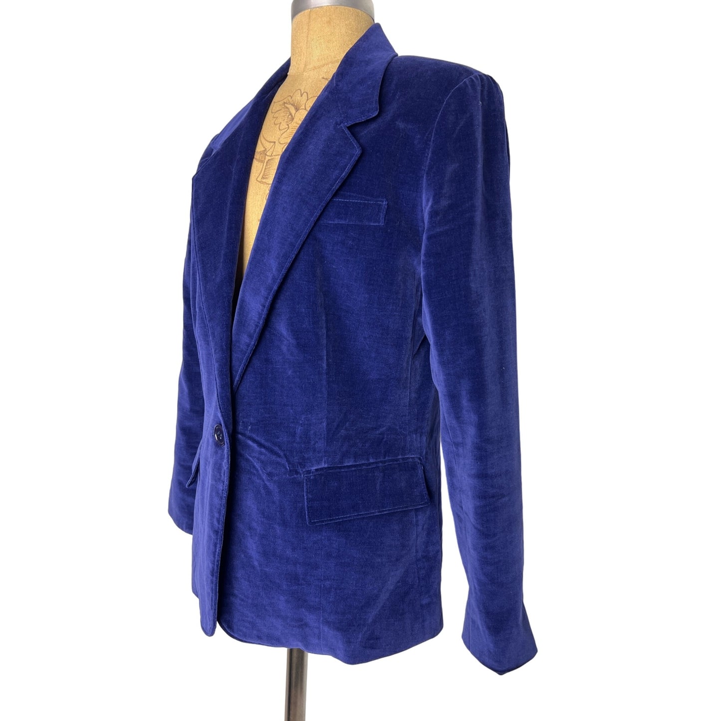 RLM Authentic Vintage Electric Indigo Blue Women Velvet Jacket  14 Made in Japan