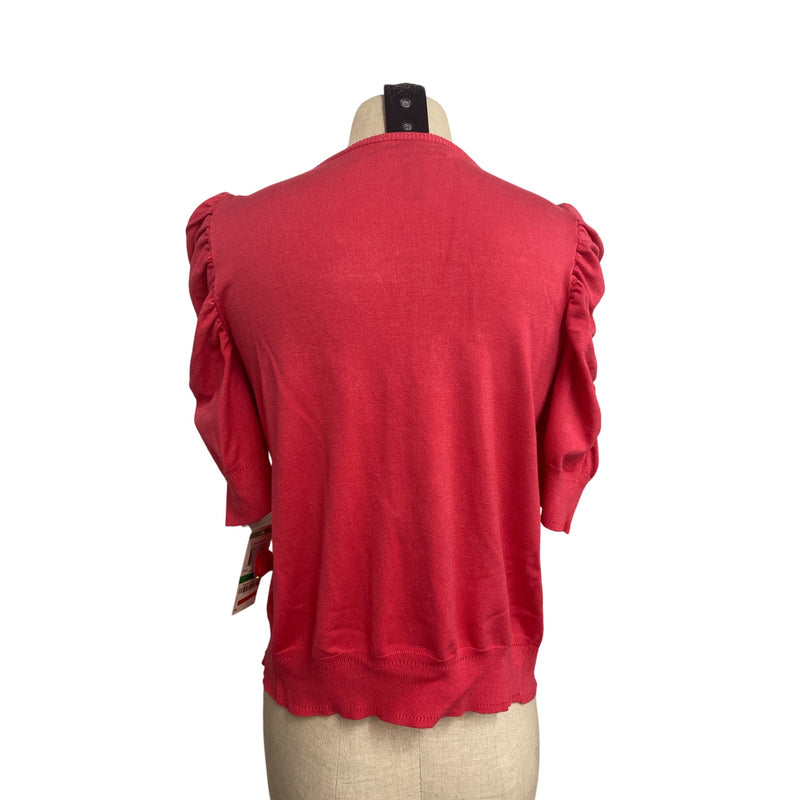 Floral Festival Embellished Coral Pink Short Sleeve Cardigan Sweater With Beaded Medallions by Inc International Concepts from Macys