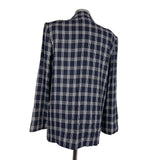 Country Suburbans Navy Blue White Plaid Blazer Authentic Vintage Oversized Jacket