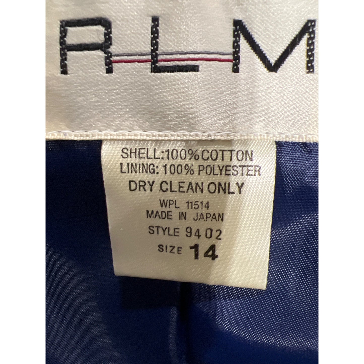 RLM Authentic Vintage Electric Indigo Blue Women Velvet Jacket  14 Made in Japan