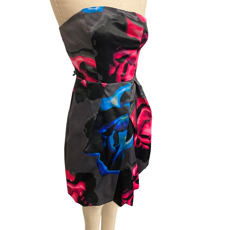 Strapless Floral Print Dress By Express Design Studio Size 4