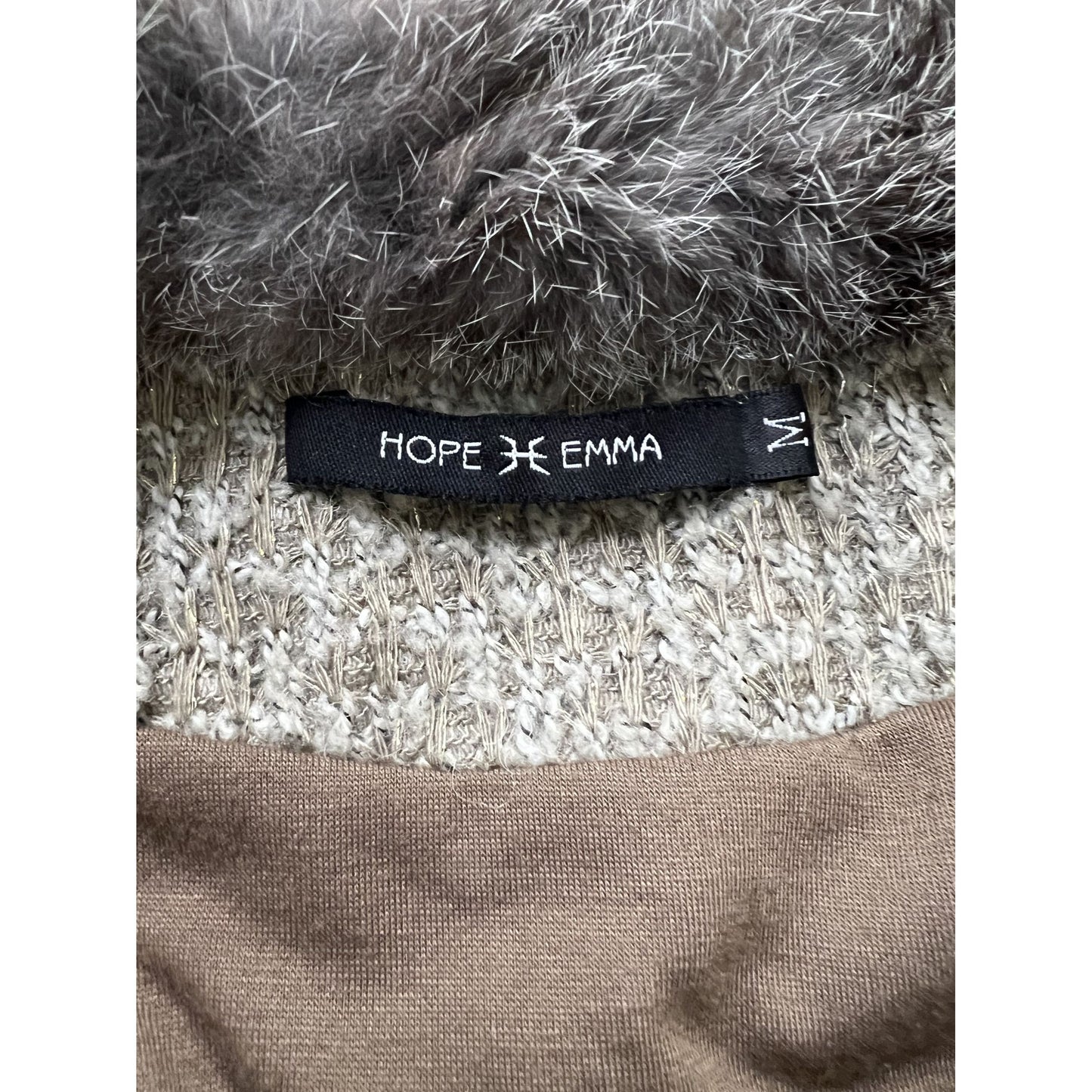Hope Emma Darling Cardigan Wool Blend Sweater Ruffles Flowers Rabbit Fur