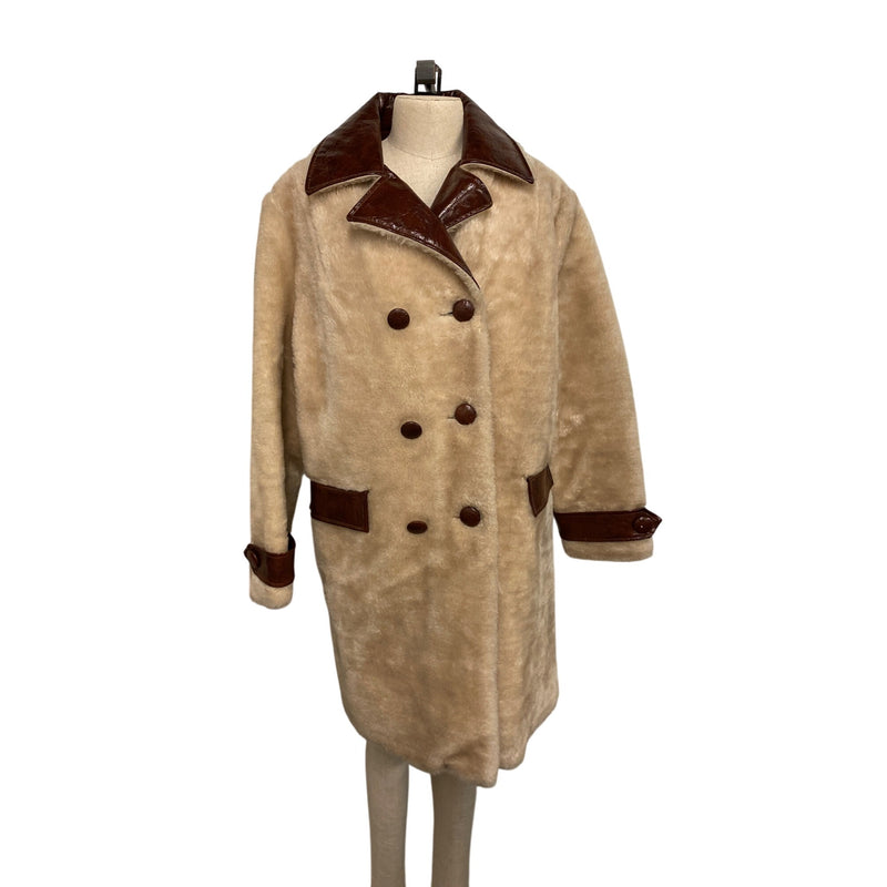 Vintage Fingerhut Fashions Leather Collar Faux Fur Coat