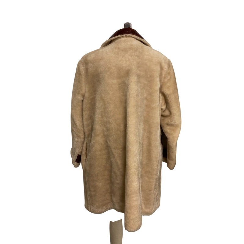 Vintage Fingerhut Fashions Leather Collar Faux Fur Coat