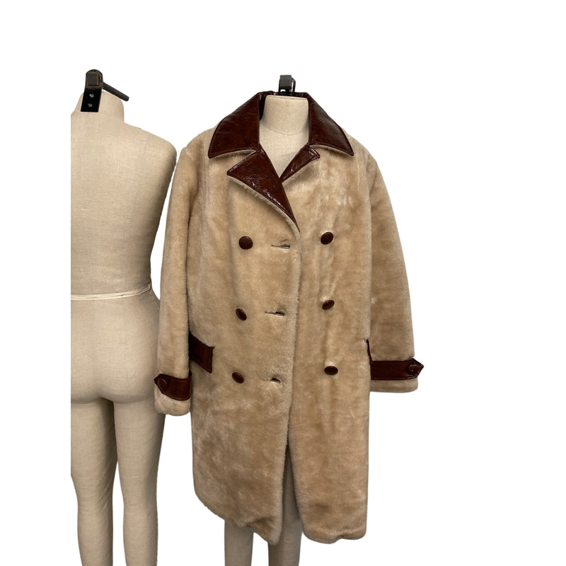 Vintage Fingerhut Fashions Leather Collar Faux Fur Coat