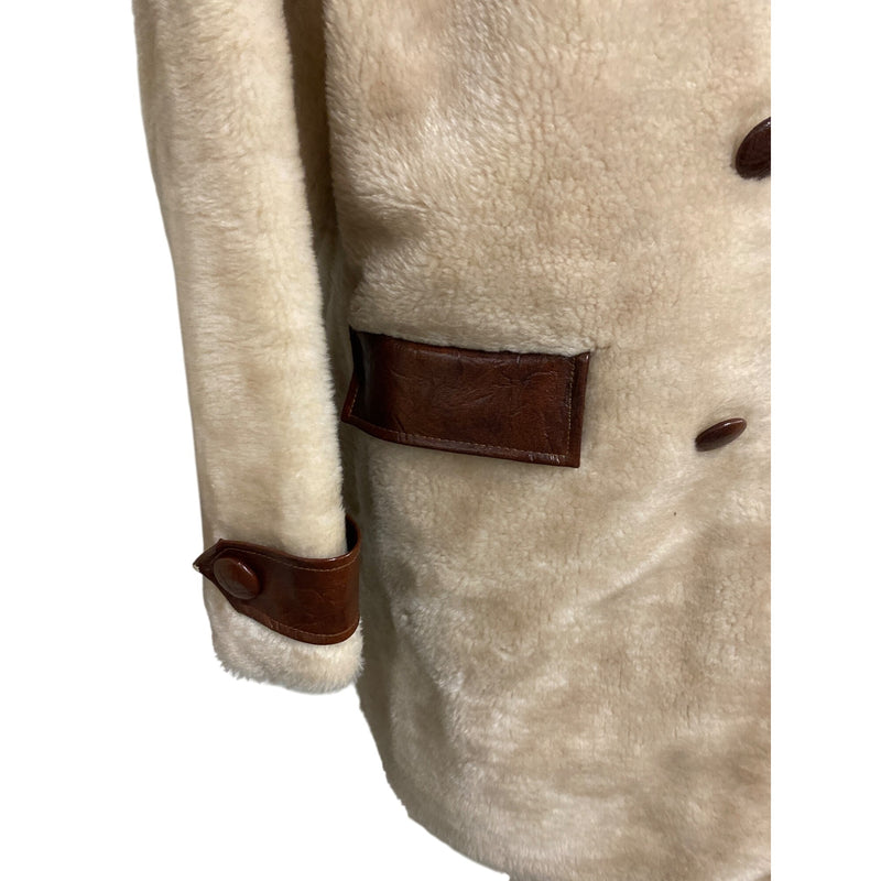 Vintage Fingerhut Fashions Leather Collar Faux Fur Coat