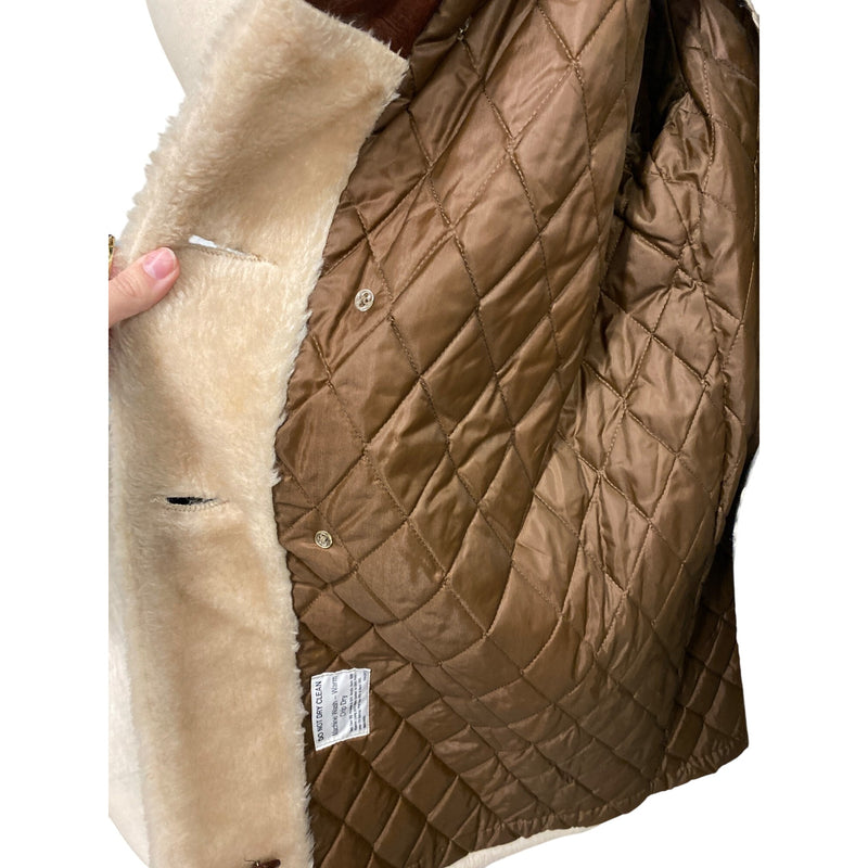 Vintage Fingerhut Fashions Leather Collar Faux Fur Coat