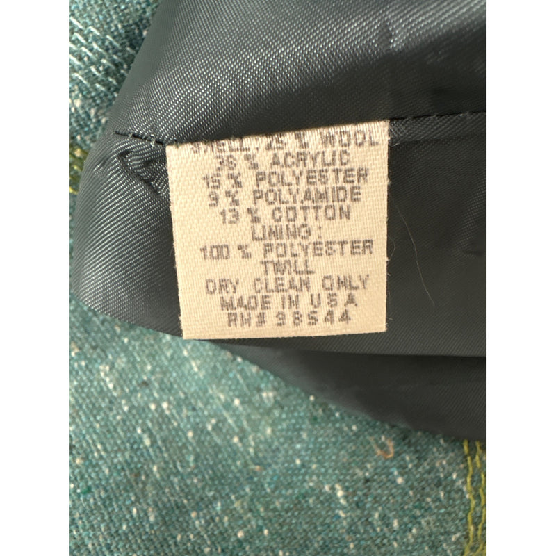 Vintage Beth Bowley Teal Gold Plaid Wool Blend Belted Coat Jacket Pencil Skirt Set Size 6 RN98544, Sustainable Fashion Education Fundraiser