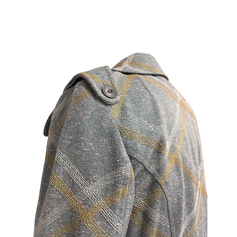 Vintage Beth Bowley Teal Gold Plaid Wool Blend Belted Coat Jacket Pencil Skirt Set Size 6 RN98544, Sustainable Fashion Education Fundraiser