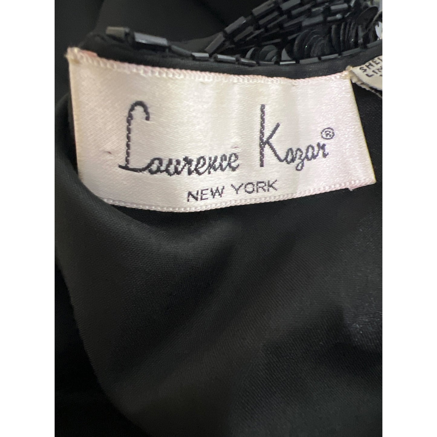 Laurence Kazar New York Vintage Top Heavily Beaded Black Silk Jacket S