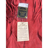 Pioneer Wear Women's Red Suede Leather Jacket Fringed Top Tassels Vintage Authentic