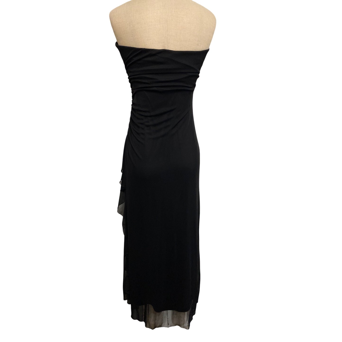 Byer Too! Elegant Black Strapless Metallic Sparkle Long Evening Dress Snug Fit Comfy Gown
