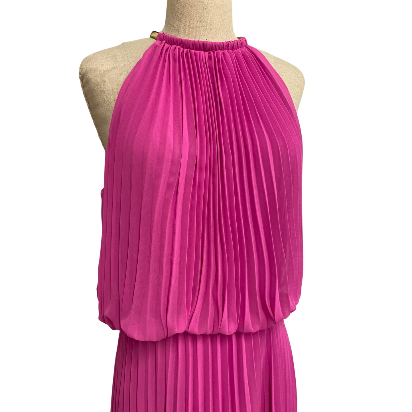 MSK Womens Pleated Halter Maxi Dress Pink Size 16