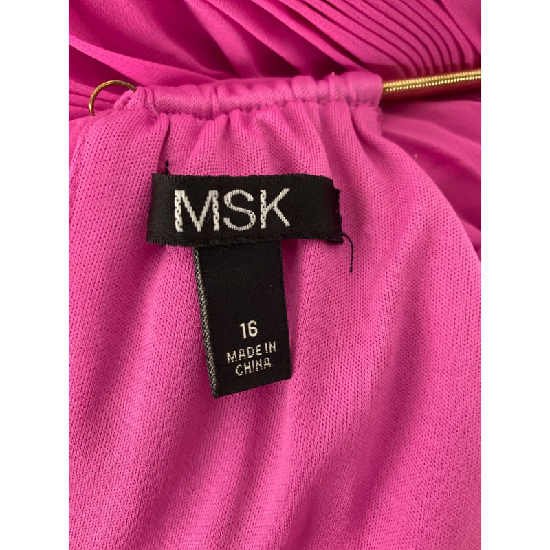 MSK Womens Pleated Halter Maxi Dress Pink Size 16