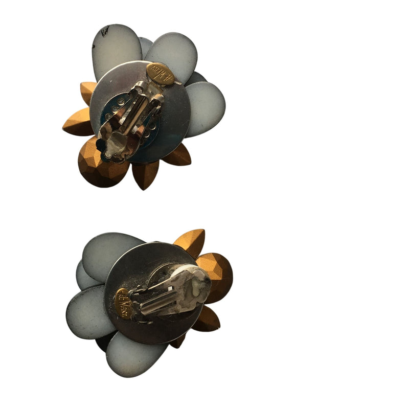 Vintage H. Weisz Signed Black Crystal Floral Clip-On Earrings 1980s Statement Jewelry, Sustainable Fashion Education Fundraiser
