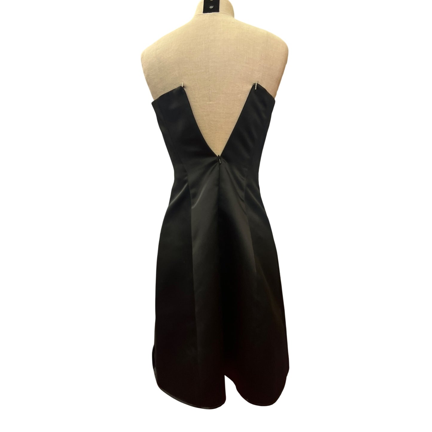 Jessica McClintock for Gunne Sax Strapless Black Cocktail Dress With Pink Satin Accents Bow LBD Prom Homecoming Formal Party Dress