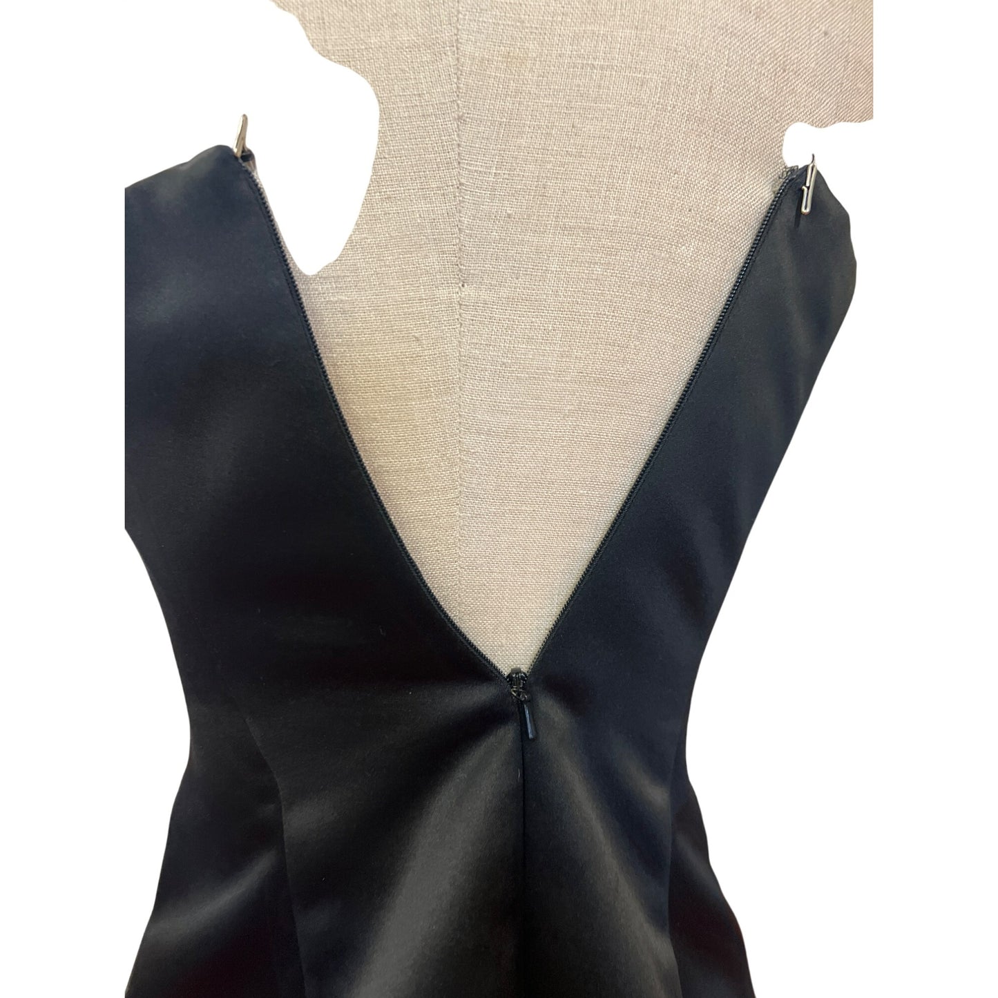 Jessica McClintock for Gunne Sax Strapless Black Cocktail Dress With Pink Satin Accents Bow LBD Prom Homecoming Formal Party Dress