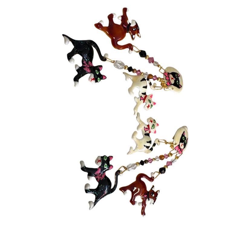 Lunch at the Ritz Earrings Kitty Cat Kitties Whimsical Costume Jewelry