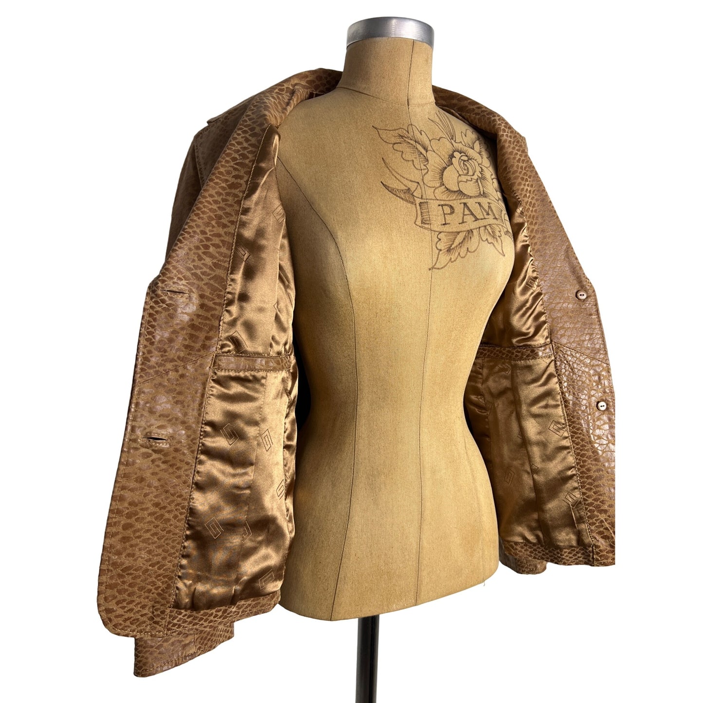 Pamela McCoy Authentic Vintage Camel Brown Genuine Leather Blazer Jacket