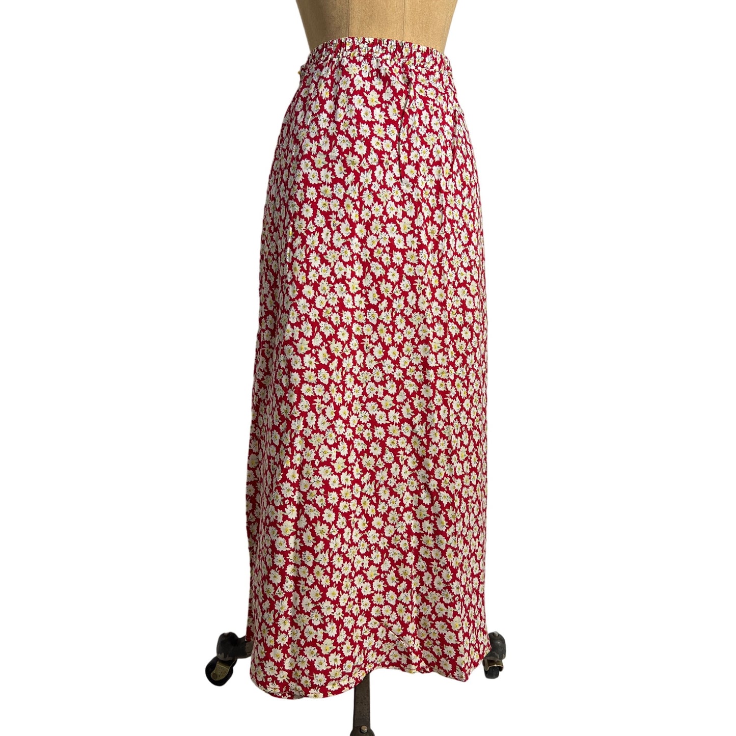 Coldwater Creek Authentic Vintage Scarlet Floral Full-Length Skirt