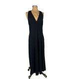 Banana Republic Timeless Black Halter Dress Midi Long Authentic Vintage Rayon Viscose Polyester Large