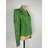 Tom K Nguyen Green Blazer Floral Embroidery Rose Flower Authentic Vintage Unusual Women's Jacket