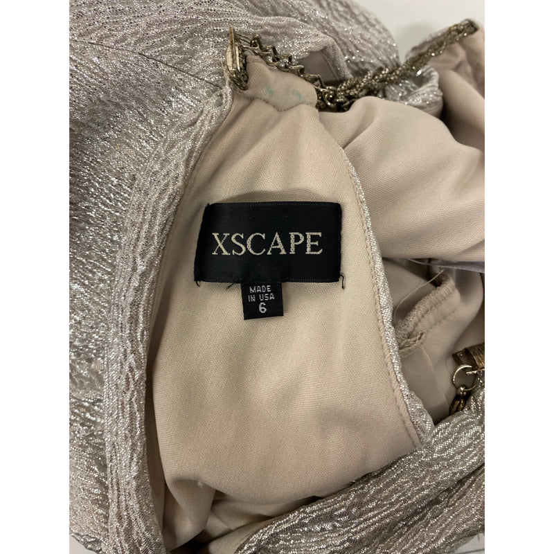 Xscape Silver Metallic Halter Evening Gown Size 6