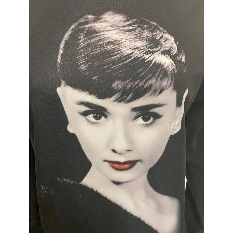 Audrey Hepburn Print Black Sweatshirt Celebrity Fashion Icon Top