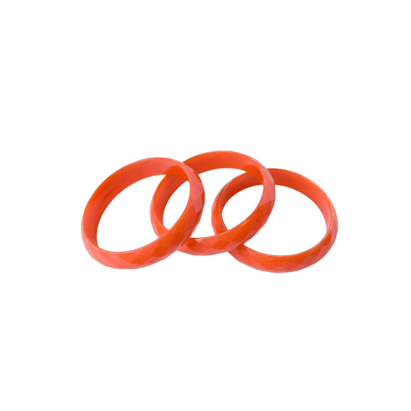Set 3 Orange Bangle Bracelet Vintage Plastic Jewelry
